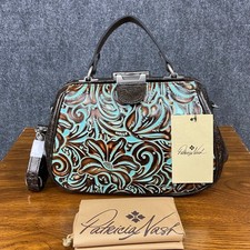 Patricia Nash Gracchi Tooled Turquoise Collection Leather Crossbody Satchel Bag