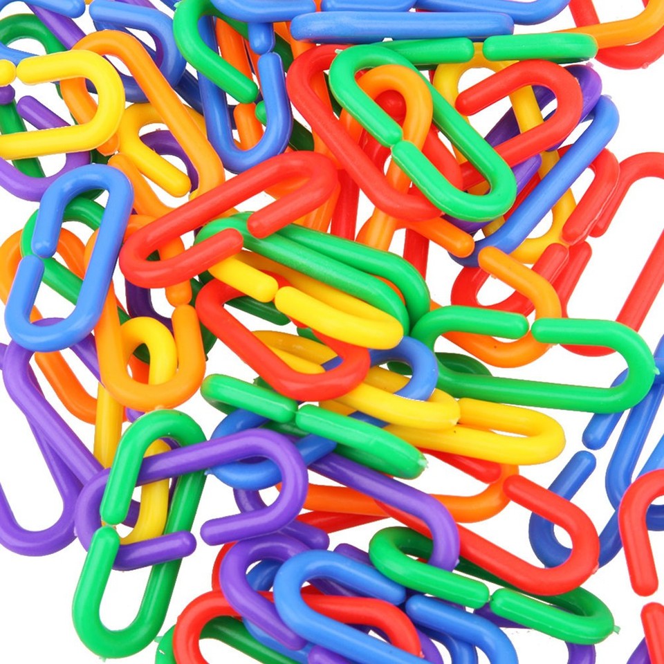 200Pcs Durable Plastic C Clips Chain Links for Parrot Bird Toys ...