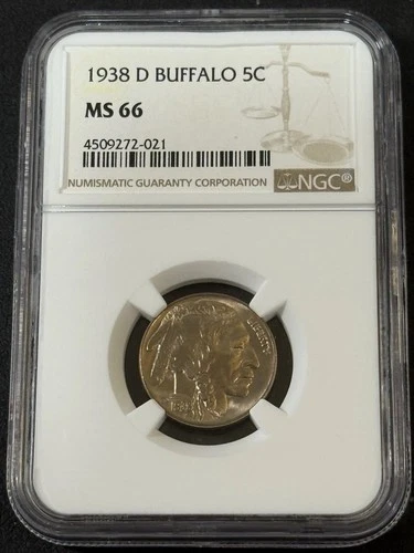 1938 D Buffalo 5c NGC MS 66 with Nice Deep Toning on Both Sides a Great Example!