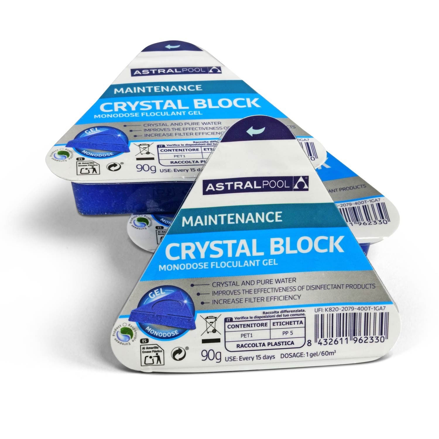Floculante Astral Pool Crystal Block (gel) 3 uds. agua clara en la piscina