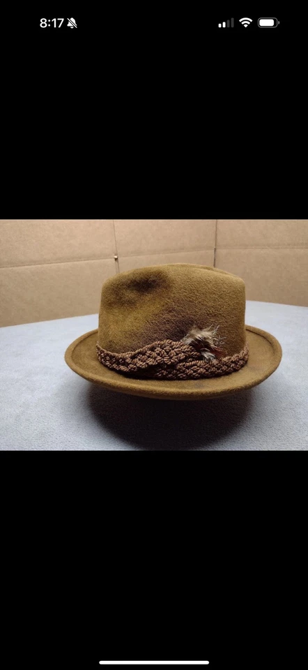 Vintage Stetson The Sovereign Brown Fur Fedora Hat Pinch Front Union Made Sz 7 - Image 2 of 4