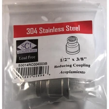 Smith-Cooper 4638101180 Stainless Steel Reducing Coupling 1/2 x 3/8 Dia. in. FPT