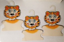 Vintage Cartoon Tiger Cat Childrens Cardboard Coathanger Lot of 3 Rare
