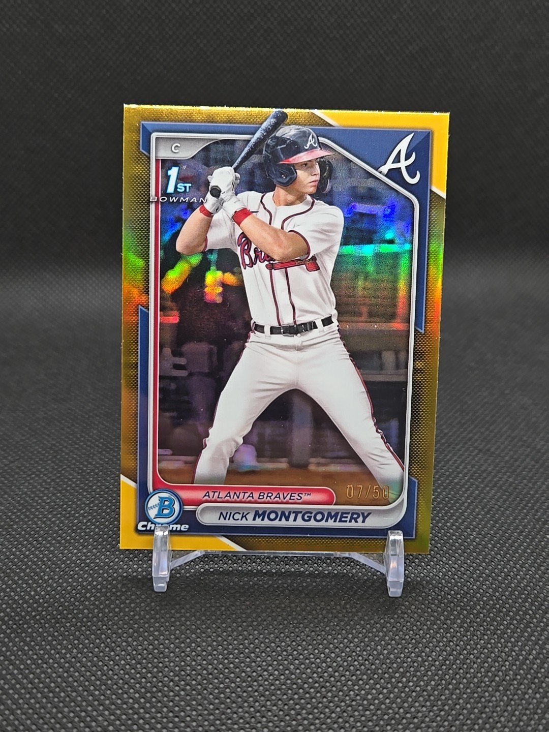 2024 Bowman Draft Nick Montgomery Chrome Gold Refractor 1st #07/50 Braves