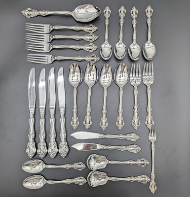 Vintage Oneida Michelangelo Heirloom Cube Stainless Flatware Lot 26 Pc USA