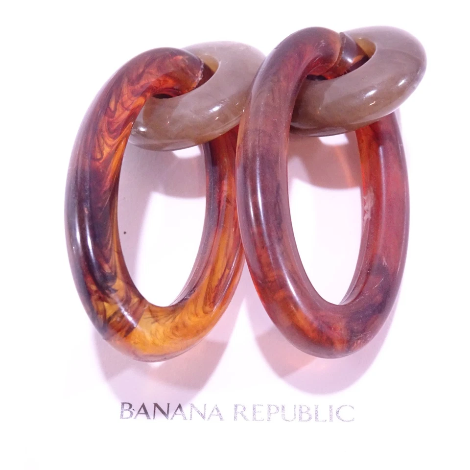 Pendientes de aro para mujer Banana Republic gruesos de resina entrelazados nuevos con etiquetas 45 tortugas Foto 3 de 4