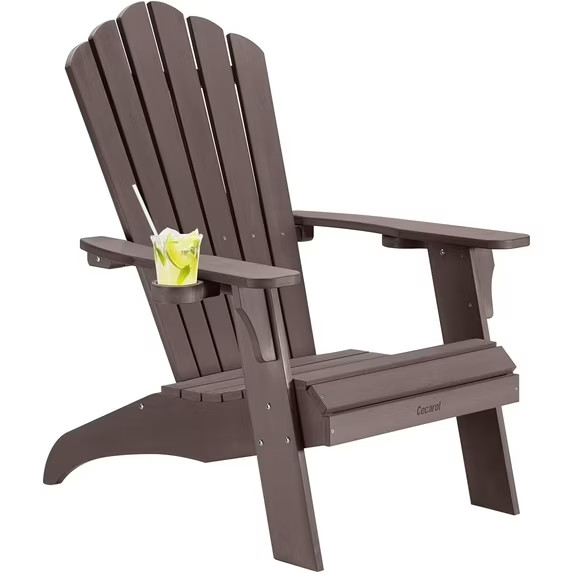 Cecarol Oversized Adirondack Chair Plastic, Adirondack Patio Chair  (Wood Grain)
