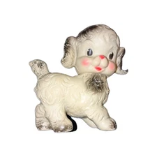 Vintage Squeaky Dog Toy Puppy Sun Rubber Company 1950’s Black White Swivel Gift