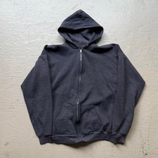 Vintage 80s Men's L Full Zip Hoodie Boxy Baggy Grey