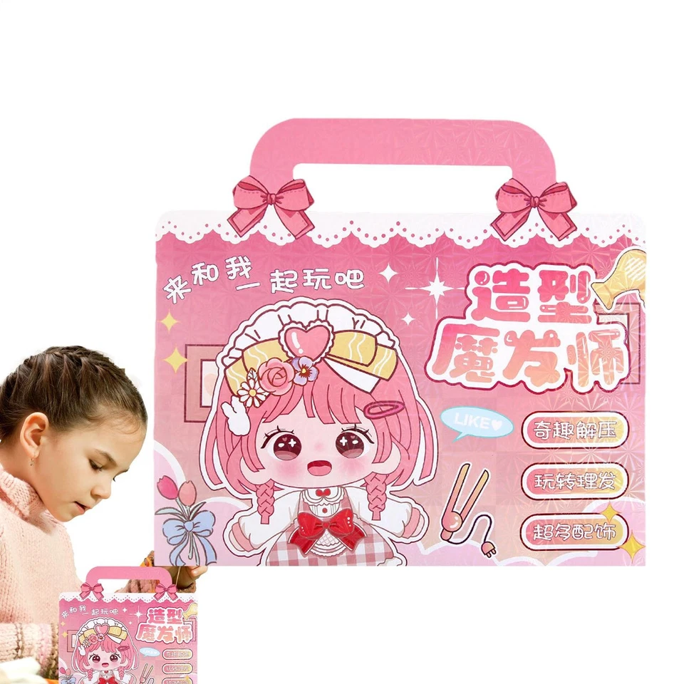 Juguetes de viaje seguros juguetes creativos de corte de papel para niños muñeca juguete de vestir para el cabello Foto 2 de 4