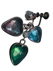 Vintage Art Deco Czech Glass Heart Dangle Screw Back Earrings Green Blue Purple — photo 5