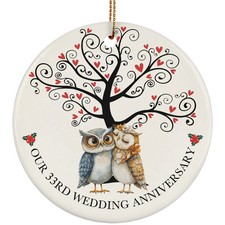 Owl Couple Romantic 33 Years Ornament 33rd Wedding Anniversary Christmas Gift