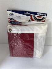 USA Large Pleated 3 x 6 Fan Bunting Poly/Cotton Independence Flag NEW July 4th