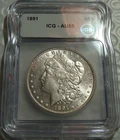 1891 Morgan Silver Dollar AU55 ICG