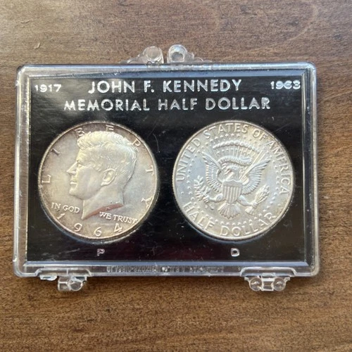 Lot Of 2 SILVER  John F Kennedy Half Dollar Coins In  Case uncirculated ungraded