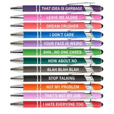 12 Pieces Funny Sarcastic Ballpoint Pens, Office Snarky Touch Screen Stylus P...