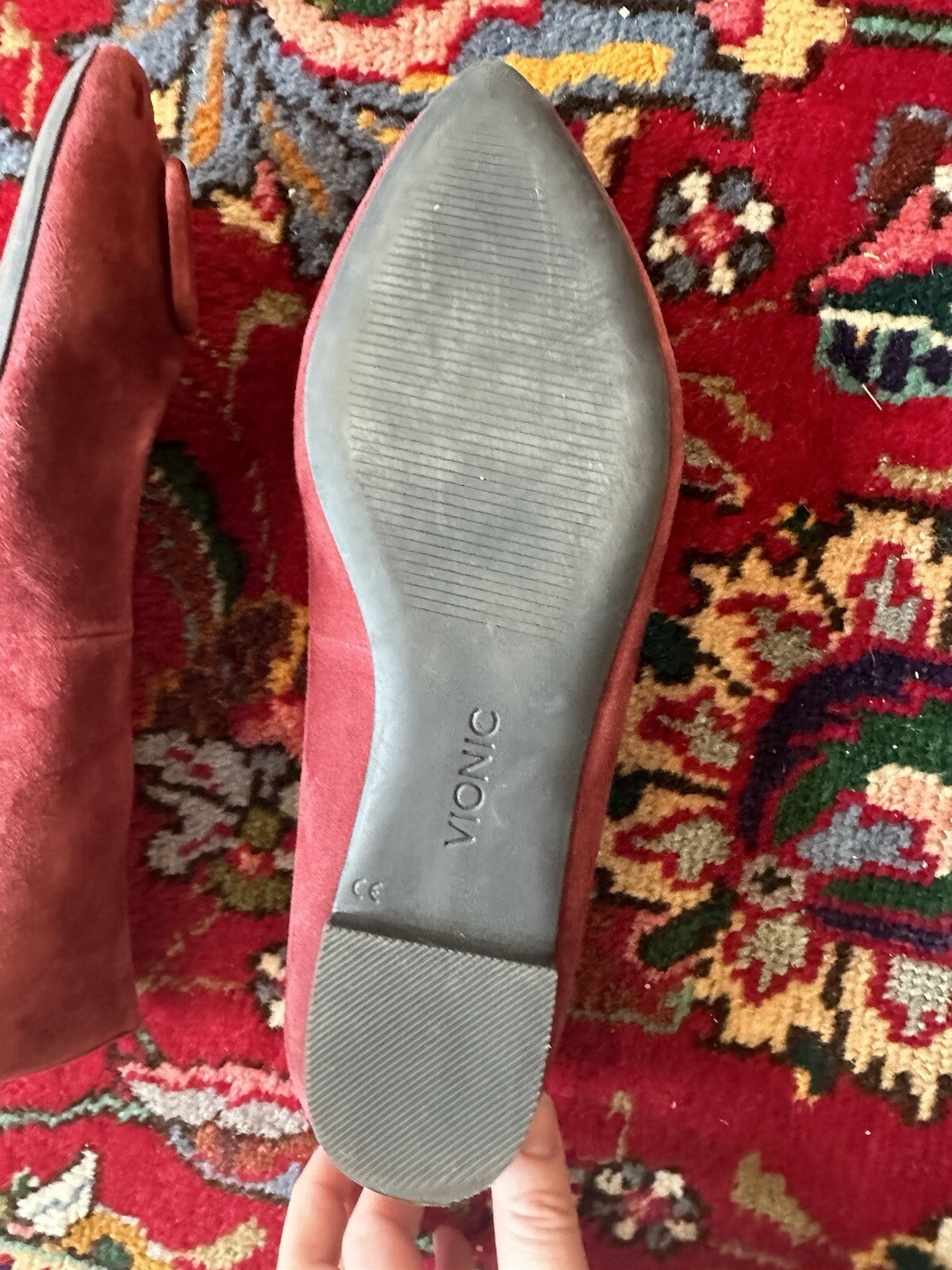 Suede Vionic Red Flats Size 9 EUC - image 3