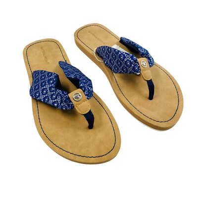 TOM TAILOR Women's Brown Blue Flat Sandals Shoes EUR 41 UK 7 US 9