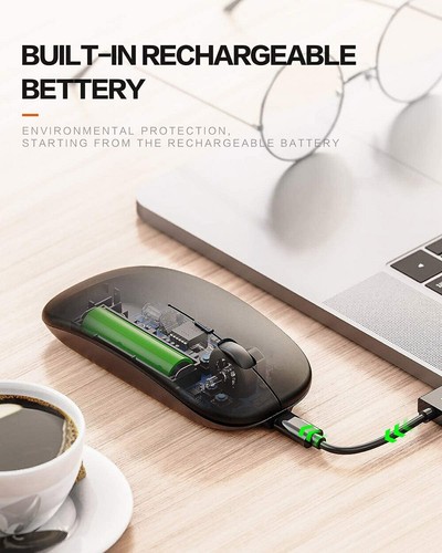Slim Silent Rechargeable Wireless Mouse RGB LED USB Mice MacBook Laptop PC - Picture 5 of 11