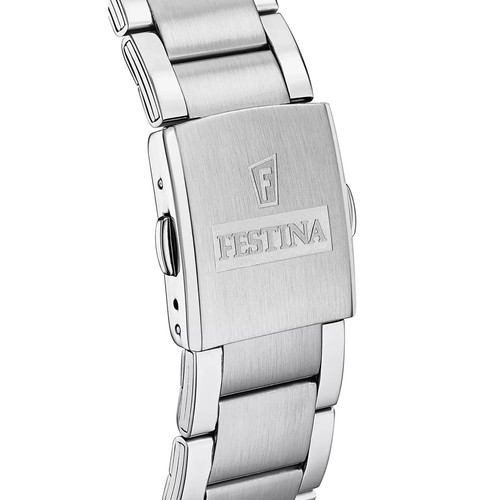 Festina Chrono F203434 Men Silver Stainless Steel Black Dial Analog Watch 43.5mm - Picture 2 of 3