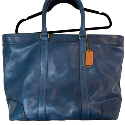 Coach Bleecker Legacy Weekend Leather Tote Travel Bag Blue - Picture 12 of 12