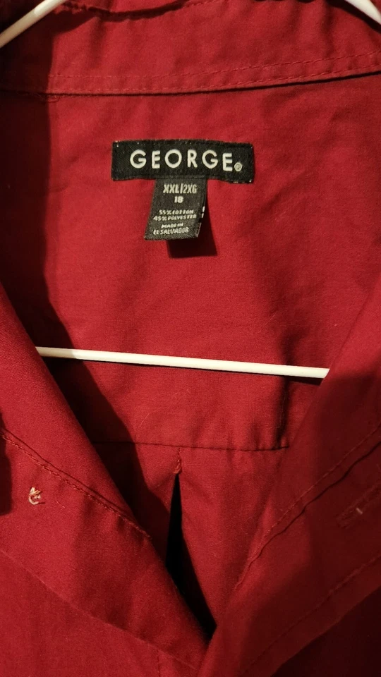 Camisa George Youth 2XL (18) Granate Manga Larga Abotonada Foto 2 de 2