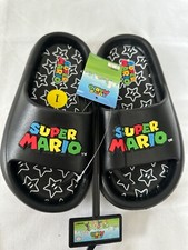 Super Mario Black Comfort Slide Sandals Slippers NEW Boys Size 1