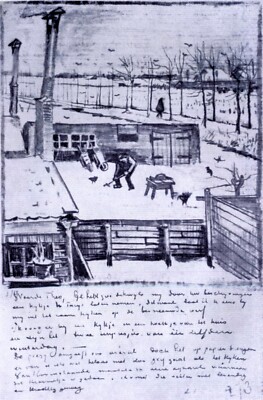 View from the window of the studio by Van Gogh Giclee Print Repro on Canvas