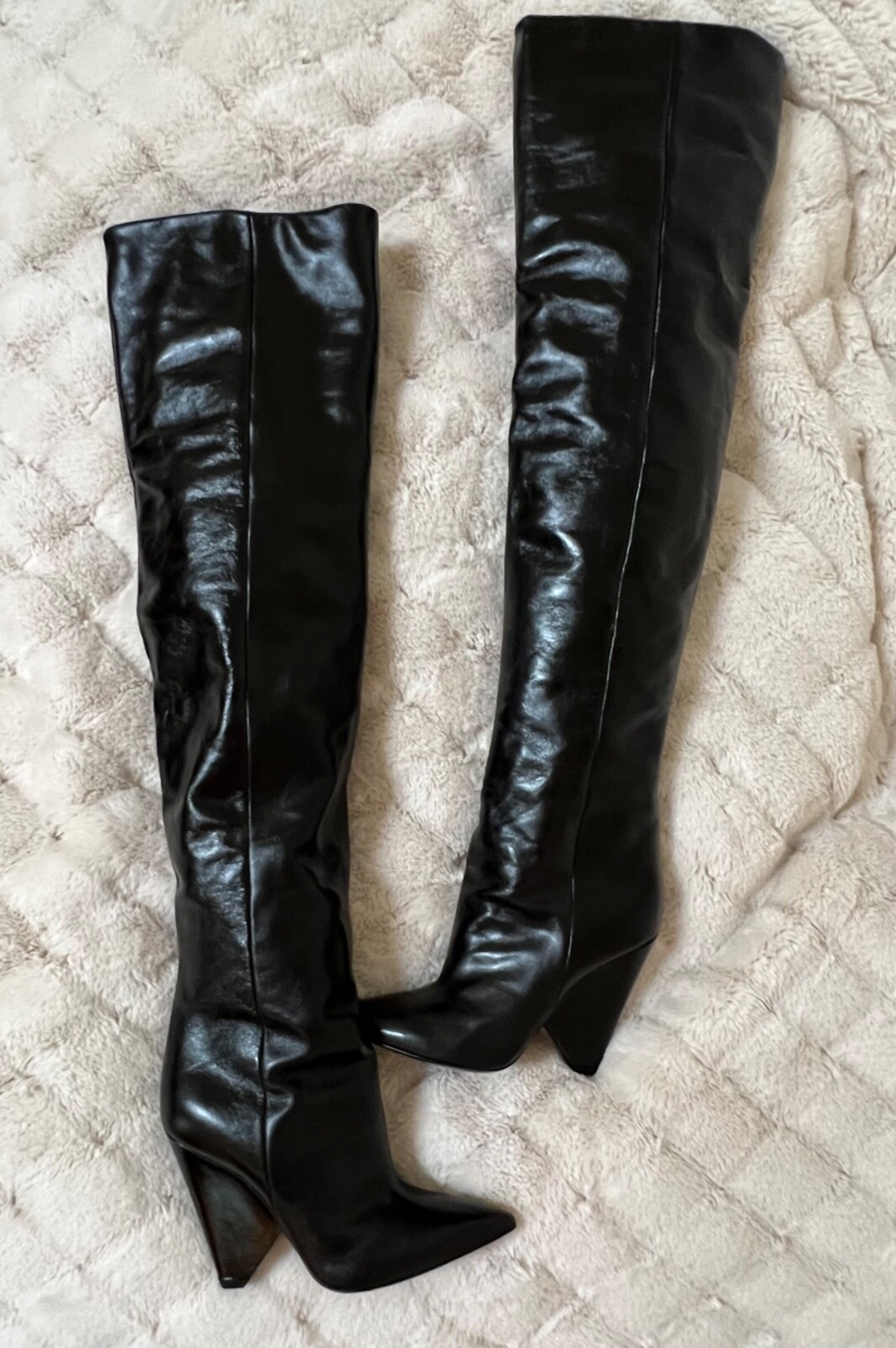 Stivali boho Saint Laurent Niki 105 OTK alti alla coscia nuovi con scatola pelle nera: 35 35 5 36