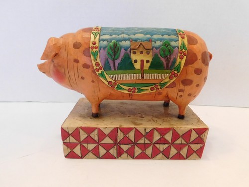 JIM SHORE HEARTWOOD CREEK COUNTRY HERITAGE PIG / HOG FIGURINE # 117142 DATE 2003 - Picture 2 of 6