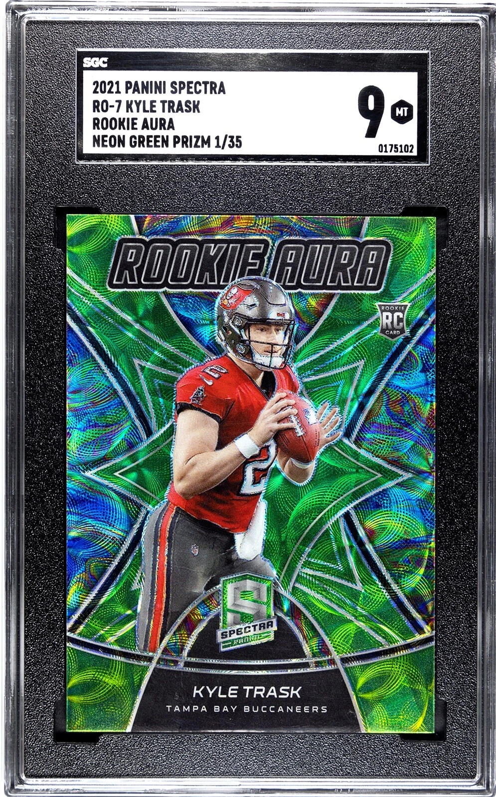 Kyle Trask Panini Spectra Rookie Aura #RO7 Neon Green