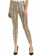 HUE Taupe Brown Python Leatherette Leggings Sz Large U18003 Wide Waistband