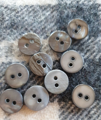 Gorgeous Small Natural Shell 11mm Grey Silver Mother of Pearl Buttons 10pcs - Picture 3 of 9