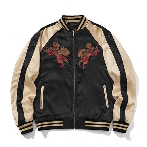 Herren Sukajan Wende Souvenir Jacke japanisches Muster Stickerei Kirin Sakura - Bild 38 von 47