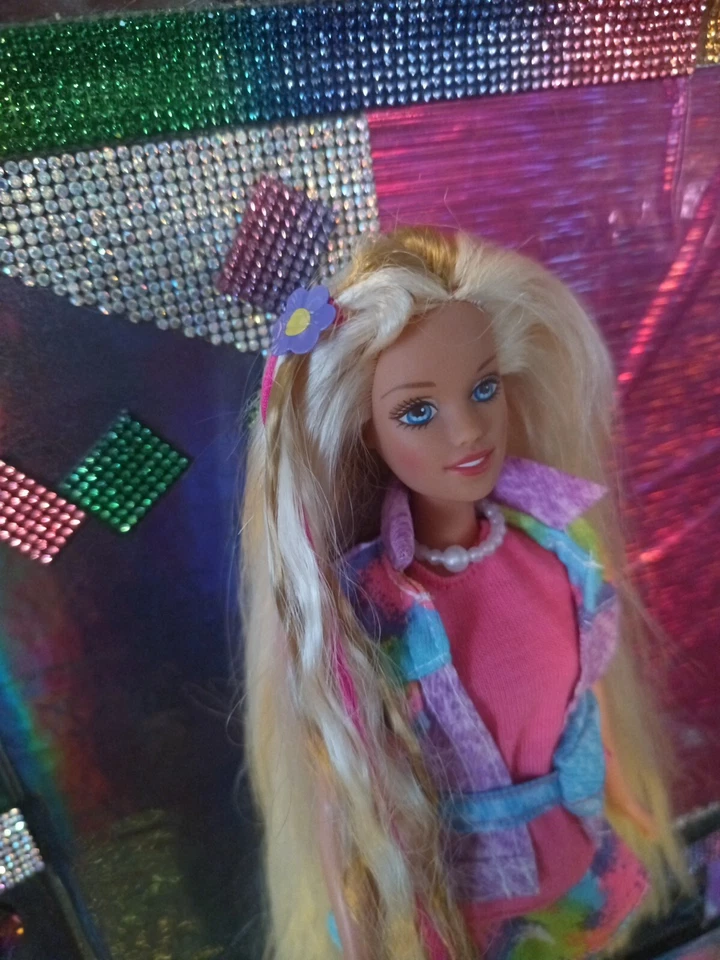 De colección Años 90 Cabello Largo Rubio Ojos Azules con Caliente Traje de Patinaje Brazalete Foto 2 de 4