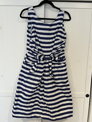 Kate Spade New York Jillian Blue Striped Bow Dress Fit Flare