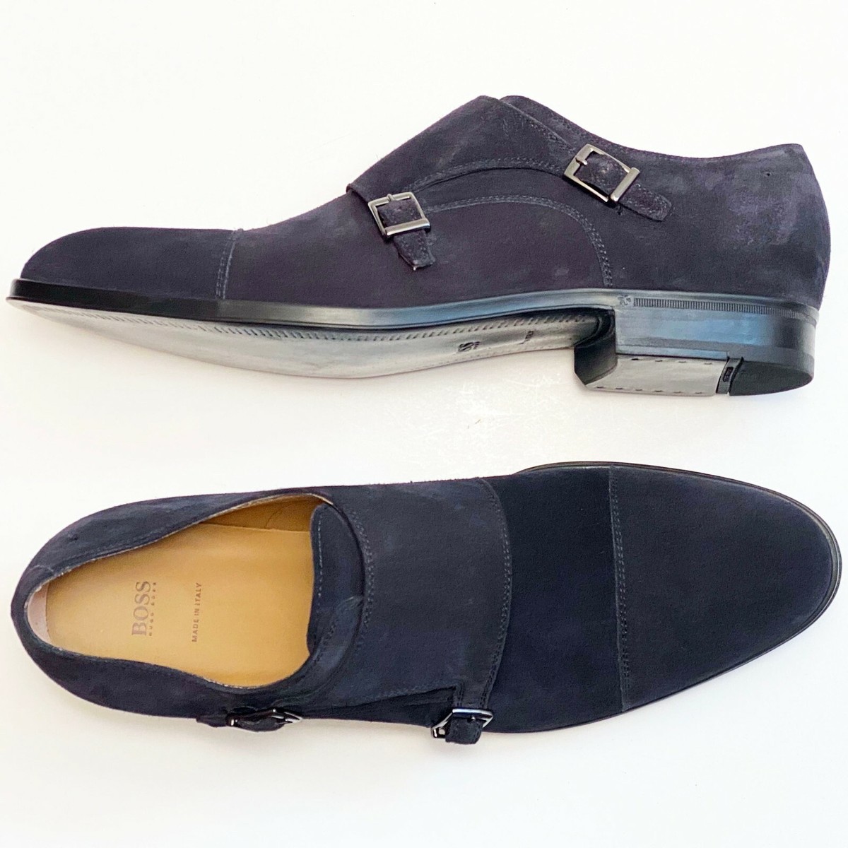 Hugo Boss men’s 11 shoes Monk Strap Leather Made In Italy Black Double Monk Leather Monkstraps by BOSS on Sale main image 3