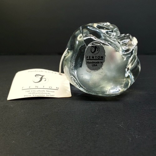 Fenton Crystal Art Glass October Birthday Bear Pink Color Heart with Tag Clear - Picture 12 of 16