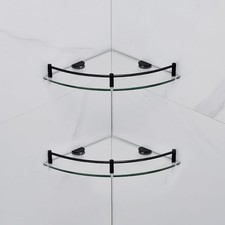 Glass Shelf Bathroom Floating Shower Corner 9.84 x x 1.57 inches, Black