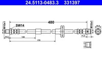Vorderachse Ate 24.5113-0483.3 Bremsschlauch FüR MERCEDES-BENZ