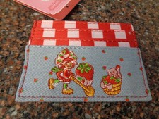 Strawberry Shortcake   Embroidered Denim Cardholder ID Wallet Gingham Custard