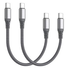Short USB C to C 60W Cable 2 Pack 0.5Ft , Type C Fast 0.5ft, Grey
