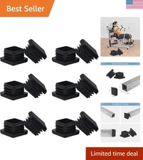 Ribbed 1x1 Inch Tube End Caps - 12 Count Black Plugs for Smooth Finishing