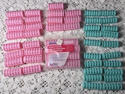 Vtg Goody Pink Magnetic Rollers Snap-Over  8 Jumbo 1995 NOS plus 33 other