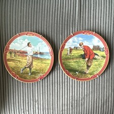 Pair of Royal Worcester golfing collection plates by Melvyn Buckley
