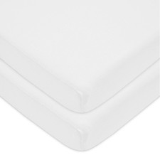 2 Pack 100 Natural Cotton Fitted Pack and Play Sheets 39" X 27" - Soft Breath