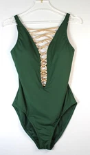 BLEU ROD BEATTIE Lace-Down One PC Swimsuit Size 6 Palm Green Retail $109