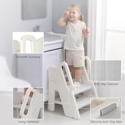 Foldable Step Stool for Kids Adjustable 3 to 2 Stool for Bathroom Sink Toddler - Picture 4 of 7