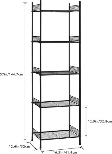 5 Tier Shelving Unit, Wire Shelving Unit Metal Storage Shelf Free Standing Rack - Picture 3 of 4