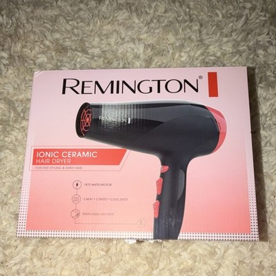 Remington Ionic Ceramic Hair Dryer Black Red 1875W Cool Shot Removable Filter